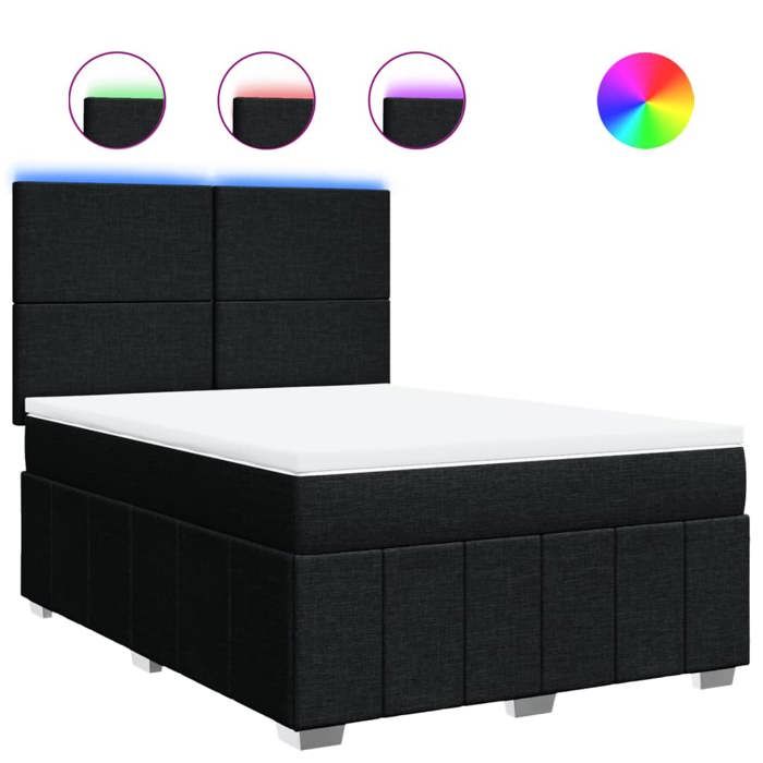 Maison Exclusive - Bed Slat Base with Mattress Black 140x200 Cm Fabric