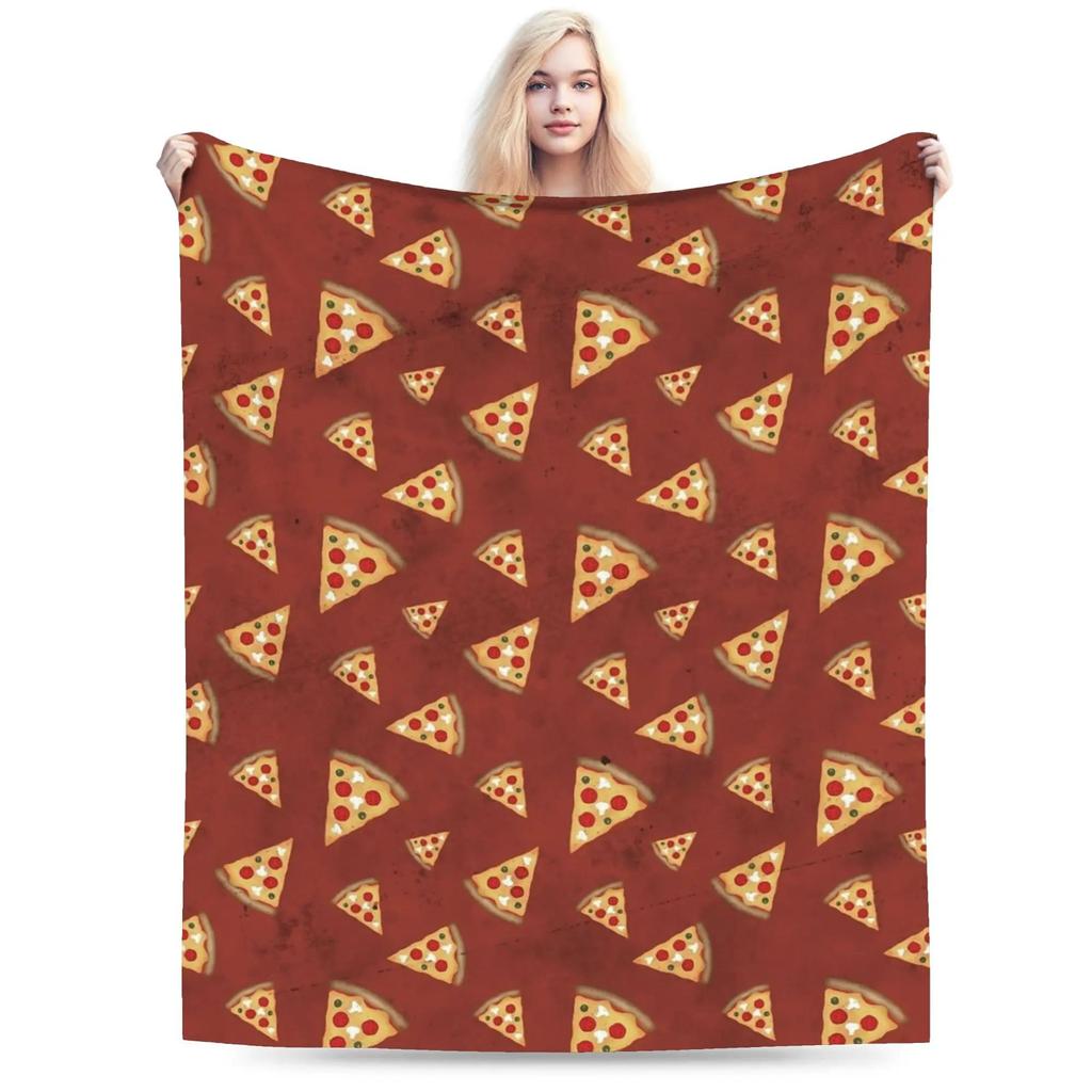 Cool Fun Pepperoni Pizza and Slices Graphic Throw Blanket  Soft Warm Quality for Kids Boys Girls Bedspread for Spring Outdoor Us