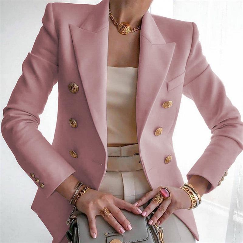 Women's 2025 Autumn/Winter Solid Color Fashion Casual Short Suit Jacket