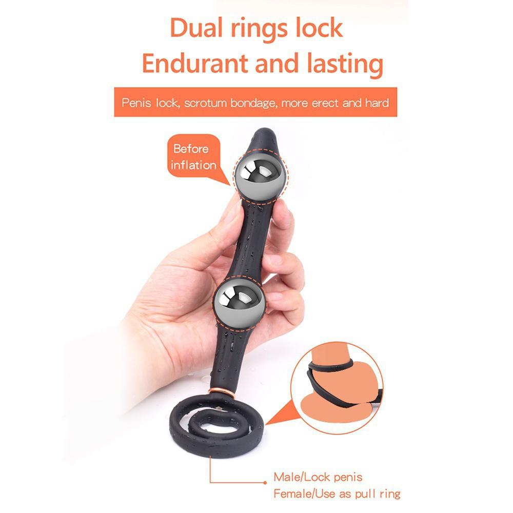Inflatable Anal Plug with Steel Balls Prostate Massager G-spot Clit Stimulator Adult Toys for Men