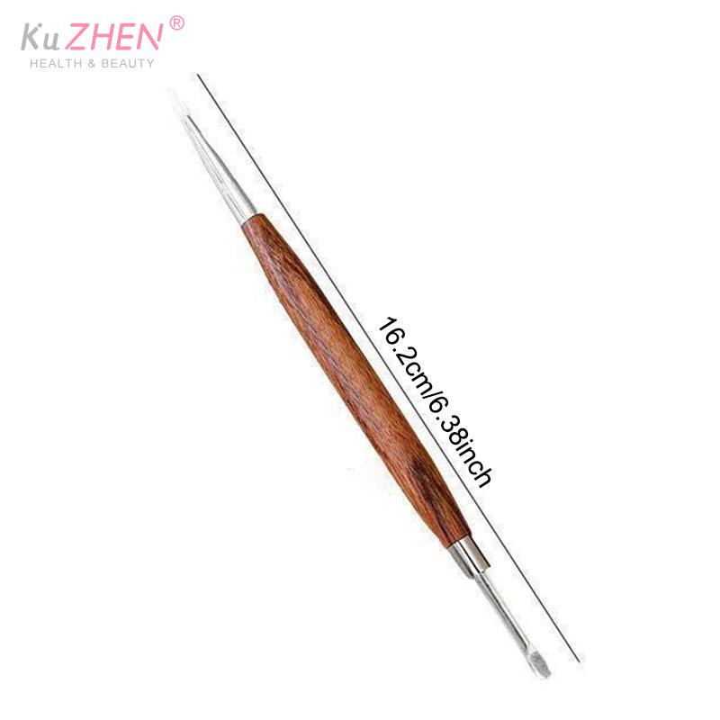 1PCS 16.2cm Double Headed Nail Art Brush Wood Silicone Pen Embossing Painting Mixing Pen DIY Manicure Tool Multifunctional