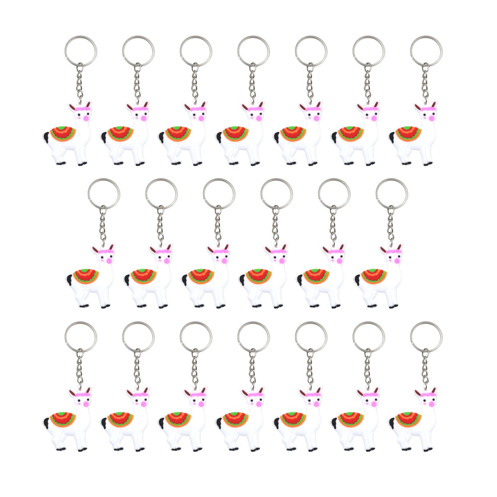 

Set of 20 Cartoon Alpaca Key Rings PVC Bag Charm Unique Key Accessory Alpaca Party Supplies for Gifts and Decorations T2