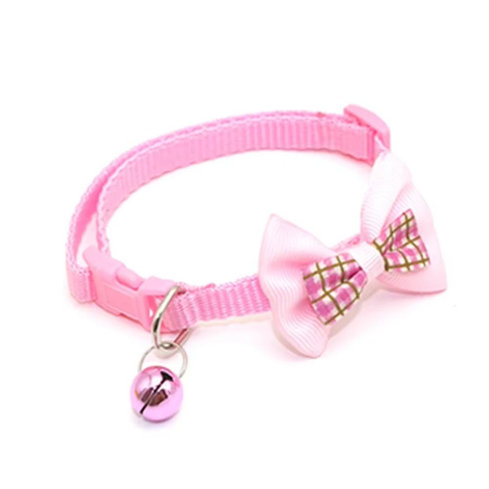 

1PC Cute Pet Collar with Bow Tie Bell, Adjustable Beautiful Design,For Cats Rabbits Puppies Small Pets, Fashionable Pet Supplies рожевий