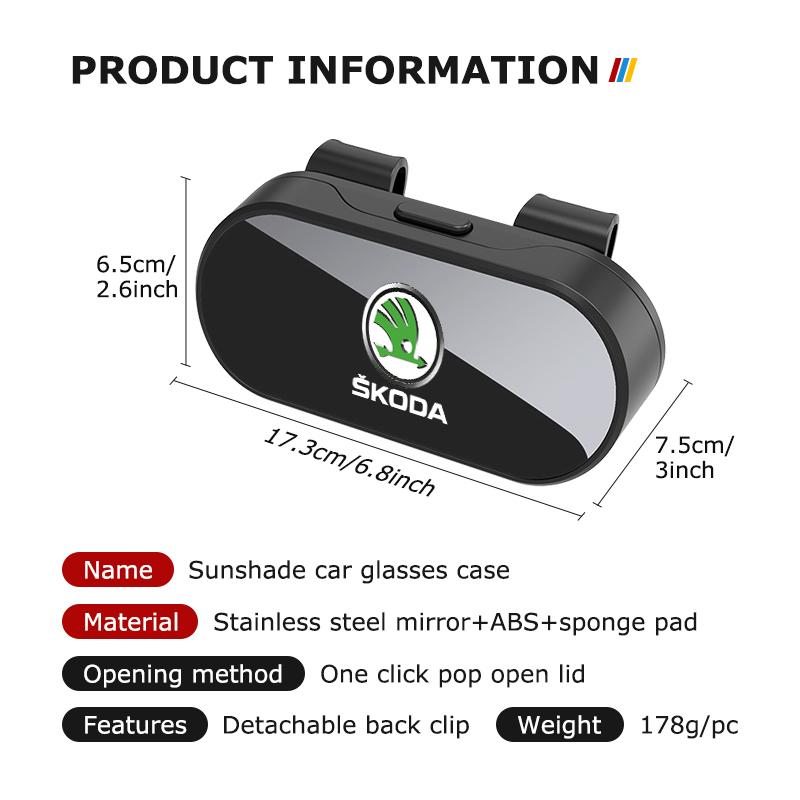 Auto-Sonnenschutz Sonnenbrillen Brillenetui Brillenhalter Clip Box Für Skoda Octavia A5 A7 RS Fabia Superb Rapid Karoq fxdj44