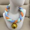 Fursuit Braided Choker Necklace Party Animal Cosplay Prop Rope Necklace Bell 6.5cm Collar for Furry Cosplay