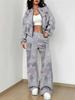 Simple Popular Autumn and Winter New European and American Women's Clothing Yellow-green Camouflage Printing Suit Women
