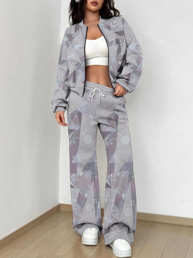Simple Popular Autumn and Winter New European and American Women's Clothing Yellow-green Camouflage Printing Suit Women