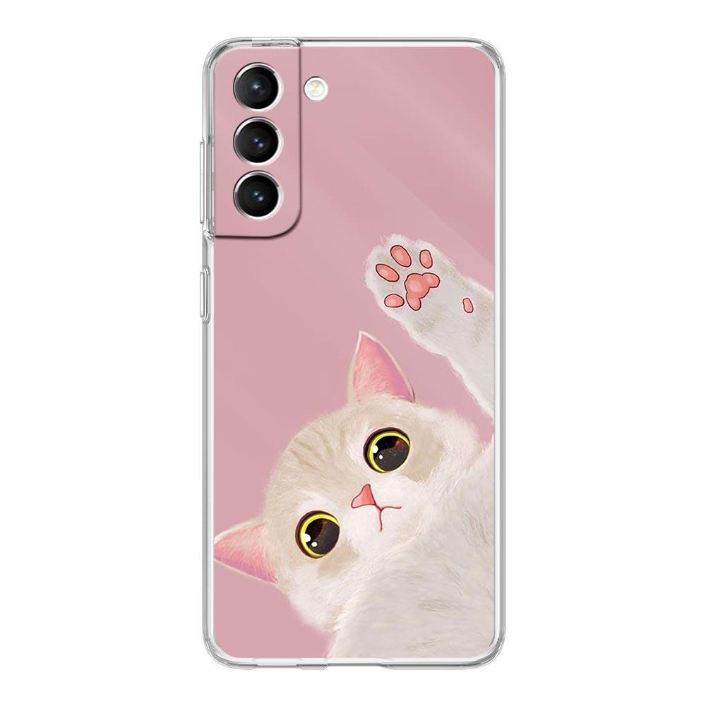 Cat Cute Kitten Cartoon Clear Silicone Phone Case For Samsung Galaxy S23 S22 5G S20 Ultra S21 FE 5G S10E S9 S8 S10 Plus Cover