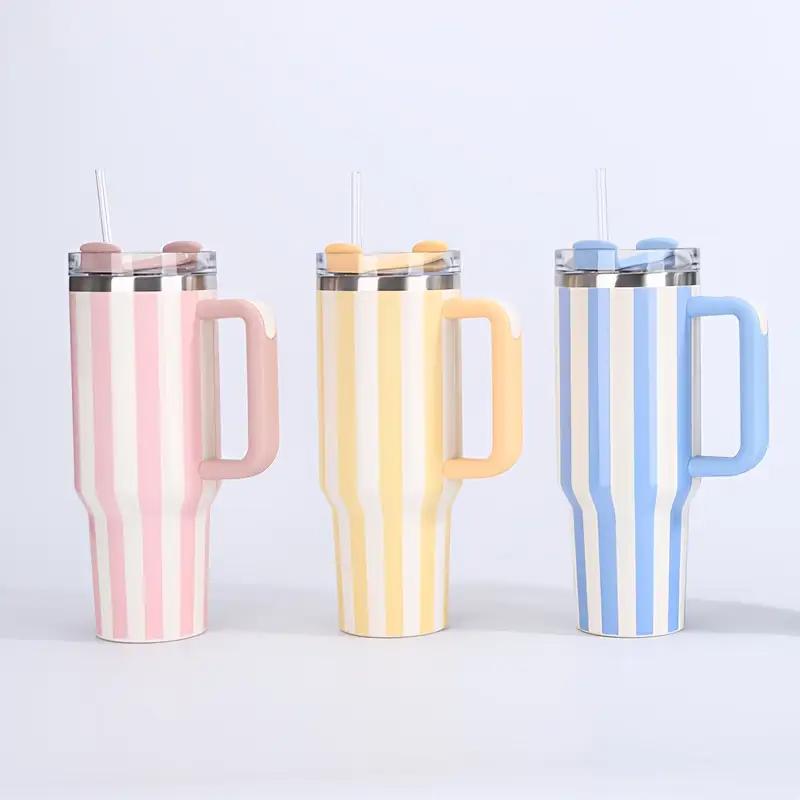 40oz Thermal Bottle With Straw Handle and Lids Drinkware Hot Cold Stainless Steel Thermos Portable Car Coffee Cups Thermal Mug