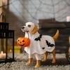 Halloween Ornament Dog Holding Pumpkin Bowl Ghost Statue Quirky Pet Figurine Indoor Outdoor Decoration