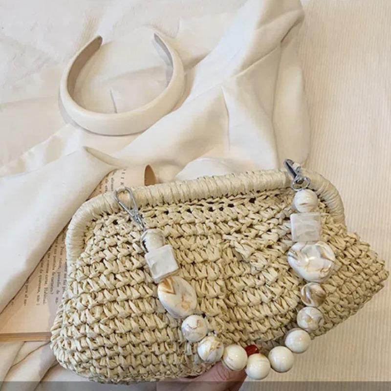 2025 Summer New Straw Weaving Crossbody Bag Fashionable and Casual Shell Bag Women's Shoulder Bag with Excellent Texture