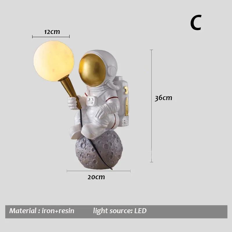Nordic LED Personality Astronaut Moon Children's Room Wall Lamp Kitchen Dining Room Bedroom Study Balcony Aisle Lamp Decoration