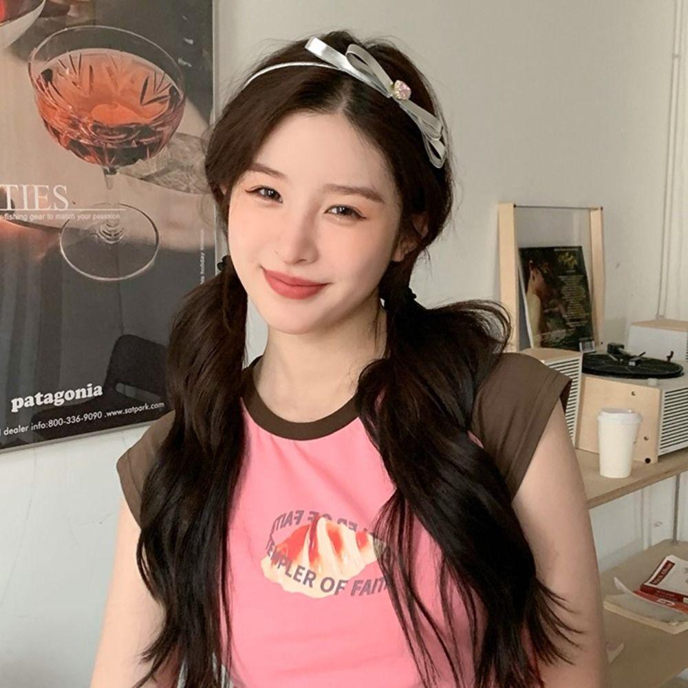 

Retro Exquisite Y2K Hair Accessories Korean Hair Band Women Hair Hoop Bowknot Crystal Headband