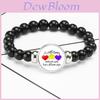 Autism Awareness Charm Bracelet Stretch Cord Beaded Jewelry Mixed Material