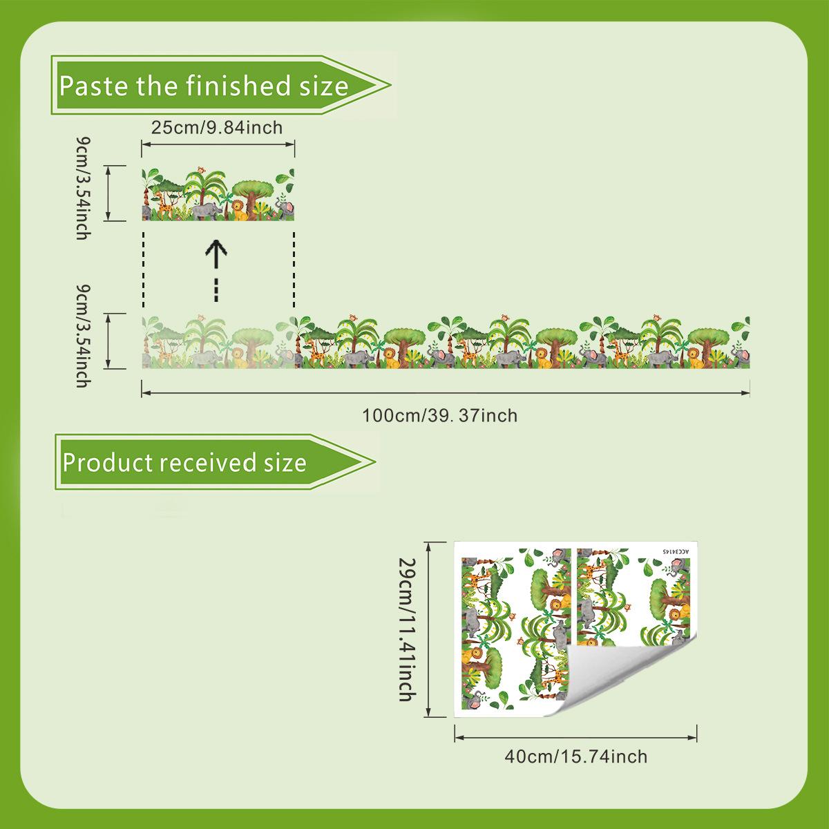 

Мультяшные животные джунглей, декоративные угловые наклейки и наклейки на плинтус для детской спальни 30*40cm