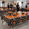 Halloween Party Decoration Happy Disposable Tablecloth, Spooky Pumpkin Ghost Skeleton Waterproof Oil-proof Tablecloth Table Cover for Kitchen