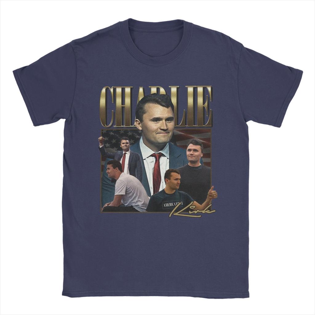 Men's Charlie Kirk T Shirts 100% Cotton Tops Fashion Short Sleeve Crewneck Tee Shirt Gift Idea T-Shirt