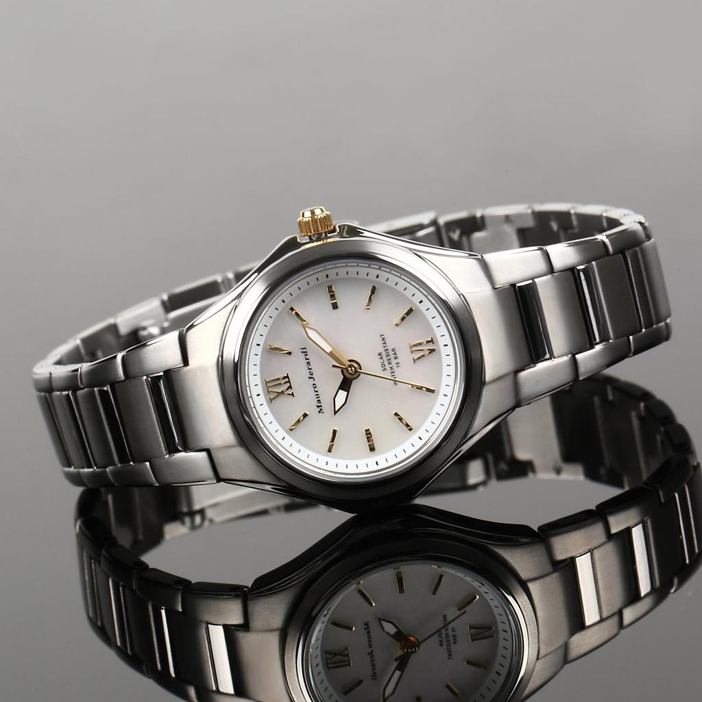 Mauro Geraldi Solar 10 ATM Water MJ040 Women's Watch, Titanium, Lightweight, Resistant, Mother-of-Pearl (MJ040-3/White)