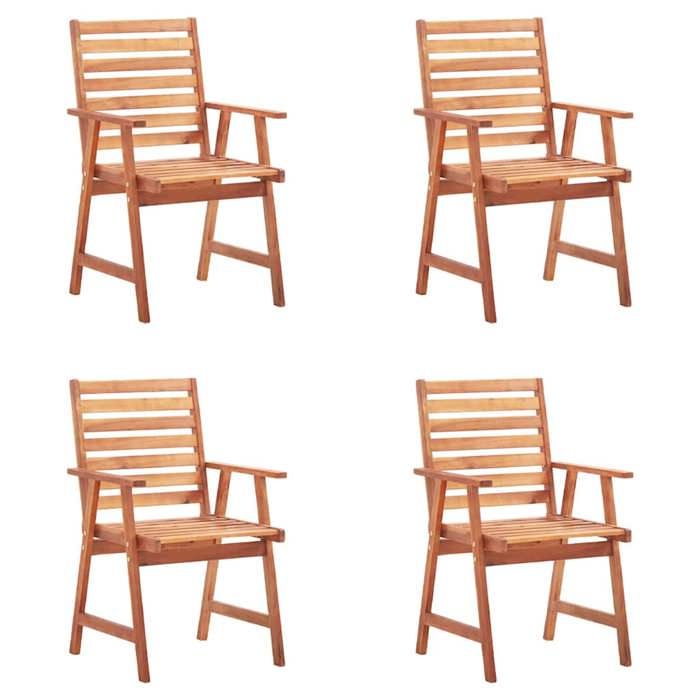Chaises de jardin - MAISON EXCLUSIVE - Chaises à lattes - Acacia massif - Lot de 4 avec coussins imperméables - Contemporain rouge
