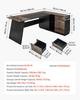 L-Shaped Executive Desk, Large Modern Office Table with Drawers and Storage Cabinet, Heavy Duty Wooden Executive Table, 158.7 KG Load Capacity, Easy
