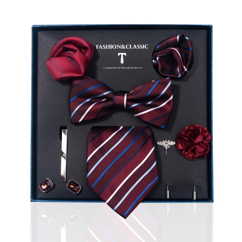 High-End Wedding Groom Tie Pocket Towel Corsage Gift Box Set Men'S Tie