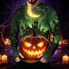 Men's Long Sleeve Hooded Sun Shirt with Halloween Print