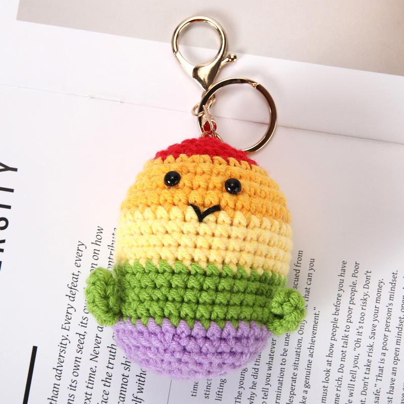 Funny Bread Doll Series Crochet Keychain Handmaking Crochet Hamburger Keyrings Creative Knitted Doll Gifts Knitting Keyrings