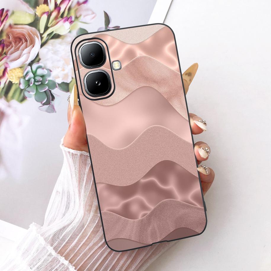 For Infinix Smart 20 4G Case New Fashion Flower Pattern Soft Black Silicone Phone Cover For Infinix Smart 20 Bumper Smart20 Para