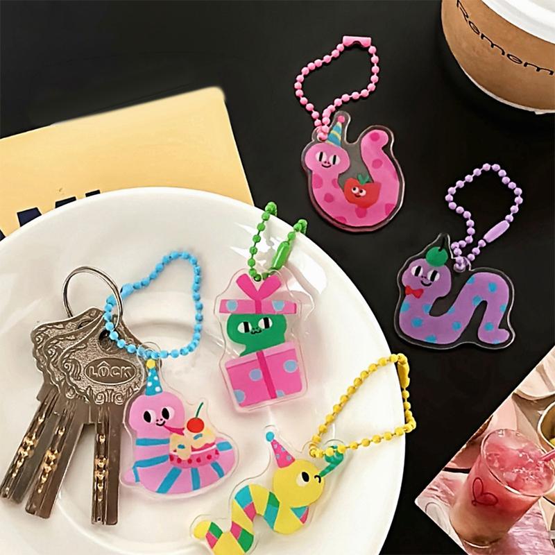 

5 шт./набор Брелок Год Змеи Мультяшный Акриловый Маленькая Змейка Брелок Милый Подвеска для Сумки Пара Друг Держатель для Ключей Декор для Рюкзака