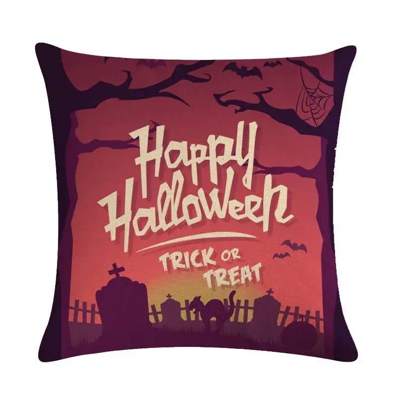 Happy Halloween Decorative Pillowcase Pumpkin Cat Witch Printed Pillowcase Suitable for Home Living Room Sofa Room Decoration