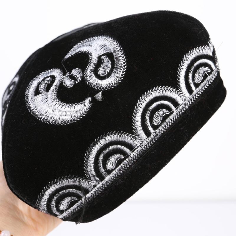 Ethnic Styles Embroidered Velvets Hat Cultural Enthusiasts Hat Unique Styles Hat for Fashion Enthusiasts