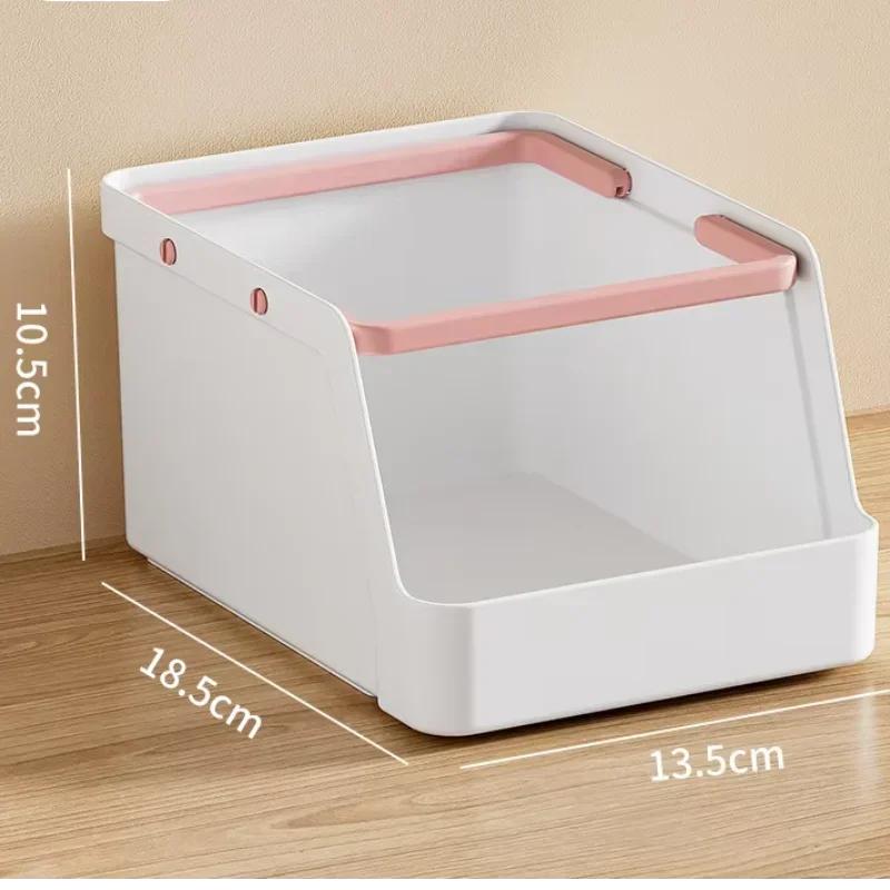 Plastic Kitchen Storage Rack Portable Large Capacity Desktop Storage Box Stackable Cosmetic Storage Container Stationary Holder