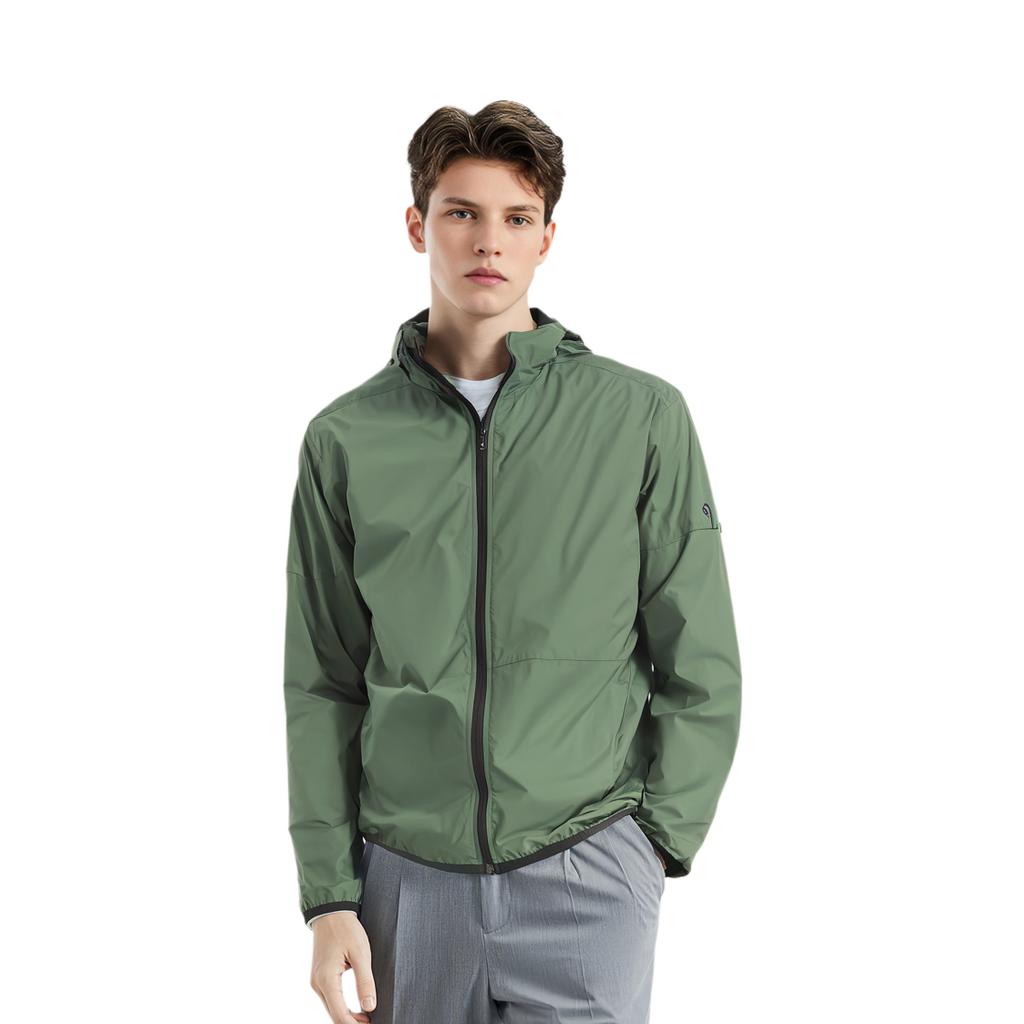 adidas Neo Jackets Men's Green Hooded Moderate Wind Shell GQ0579