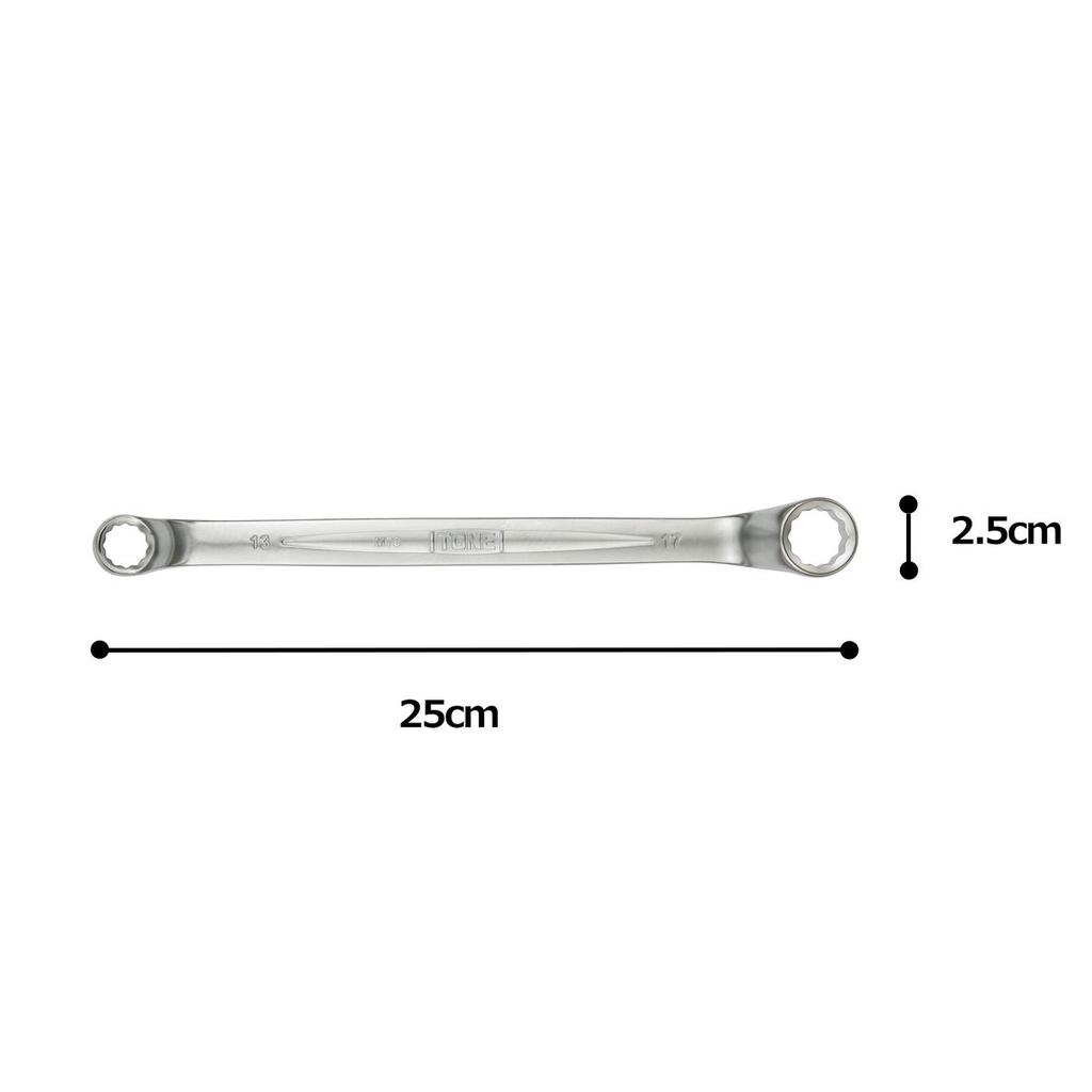 TONE Long Mechanic Double End Ring Wrench 75 Degree Offset M75-1317 Size 13 x 17 mm