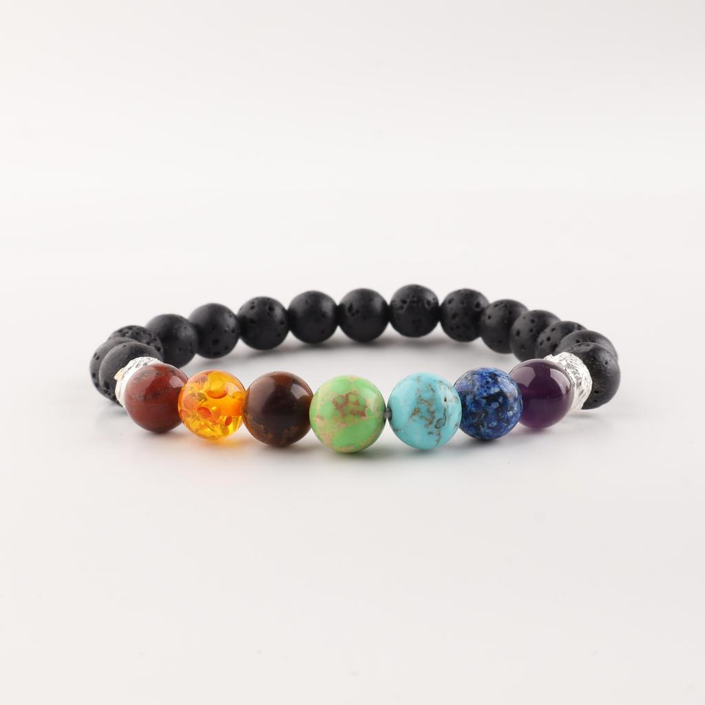 7 Chakra Bracelet, Lava Stone Bracelet, Healing Crystal Bracelet, Yoga Meditation Bracelet, Reiki Energy Bracelet DB-1