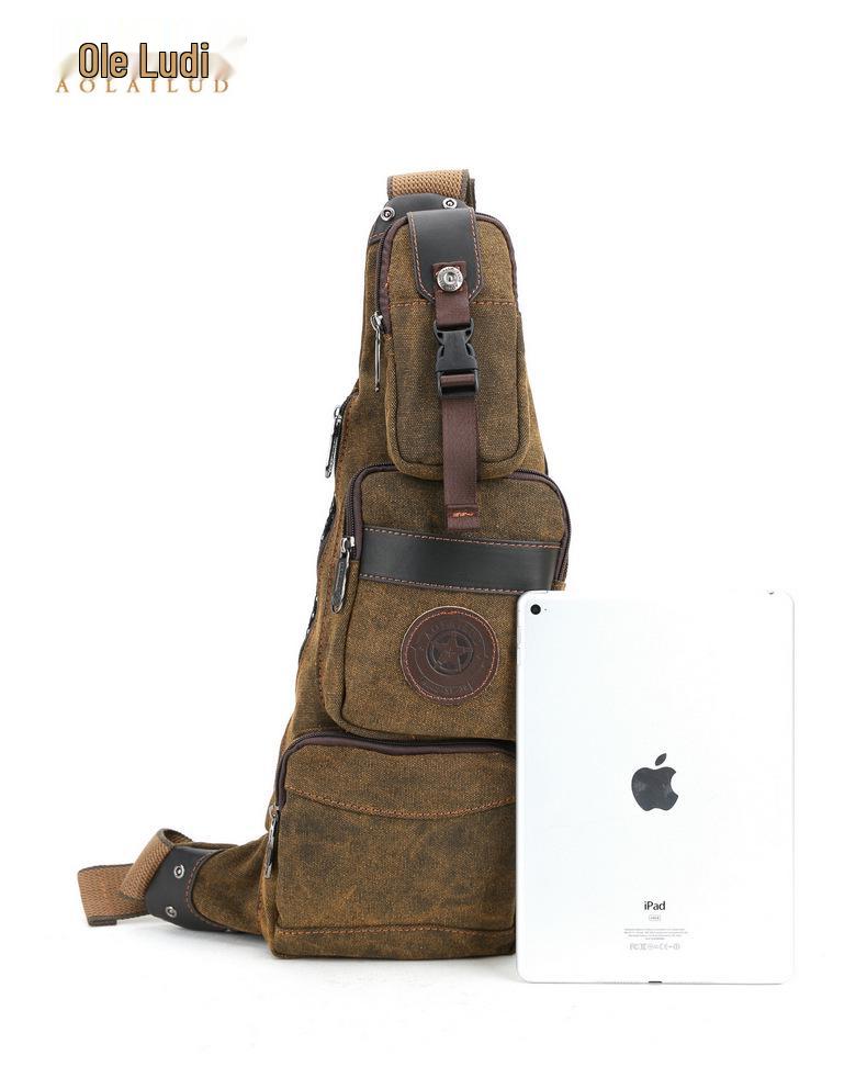 Retro Canvas Crossbody Crescent Bag - Large Capacity Men's Chest Bag