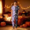 Family Matching Halloween Printed Pajama Set Short Sleeve Top and Pants for Parent and Child