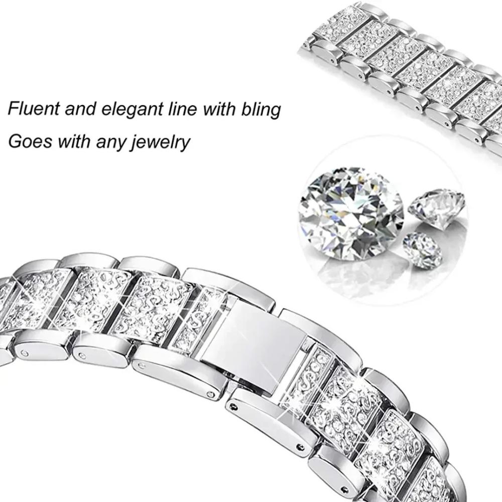 Luxury Stainless Steel Band For Redmi Watch 6 5 4 Diamond Strap For Xiaomi Mi Band 8Pro 9Pro Wristband Women Bling Bracelet Band