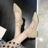 Fashion Low Heel Elegant Evening Women's Shoes Pointed Toe Pink Ladies Footwear Square Heels A Slip On Shoe Non Youthful Emo Offer Chic