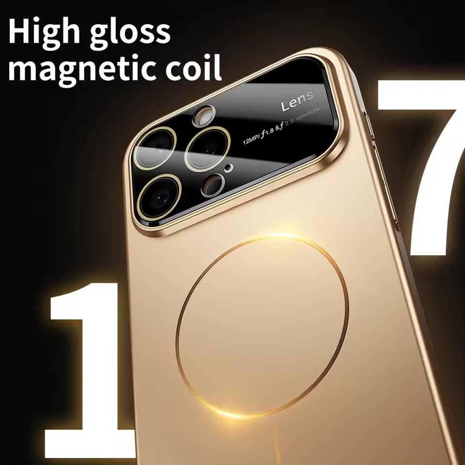 Luxury Camera Large Window For Magsafe Phone Case for iPhone 17 Air 16 14 15 13 12 11 17 Pro Max Magnetic Shockproof Hard Cover