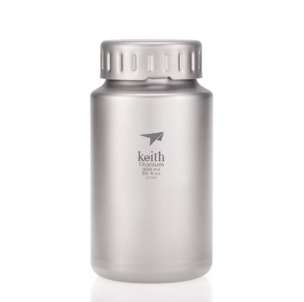 Keith Titanium 900ml/1200ml Ti3035 Plastic-Free Leakproof Bottle with Quick Secure Bayonet-type Cap Mount Premium Drinkware