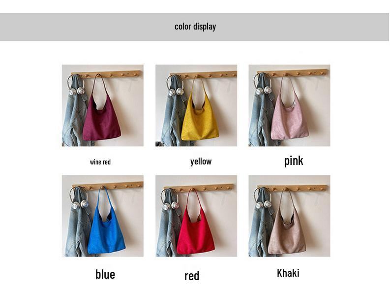 2025 Winter Retro Wildleder Schultertasche - Vielseitige Uni-Farbe, Große Kapazität, Unterarm-Bucket-Stil.