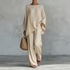 2026 spring new women's clothing, Europe, America and Amazon cross-border, fashionable solid color loose bat sleeve trousers two-piece set