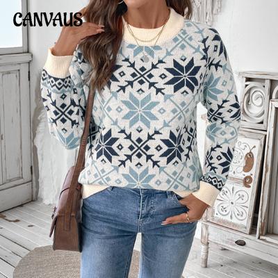 Maglieria Autunno e Inverno Pullover Casual da Donna Maglione Jacquard