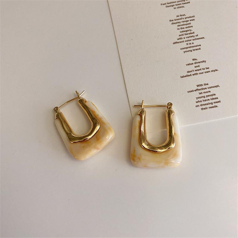 New Trendy Transparent Resin Hoop Earrings For Women Girls Geometric Irregular Metal Acrylic Earrings Party Jewelry
