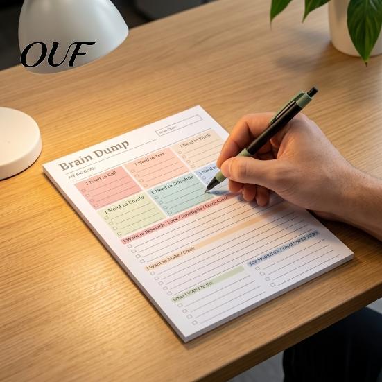 Tear Off Note Pad A5 Brain Dump Planner, Tear-off Daily Task with 50 Priority Organizer Sheet Sheets, Thickened Paper Notepad for Organizing Thoughts