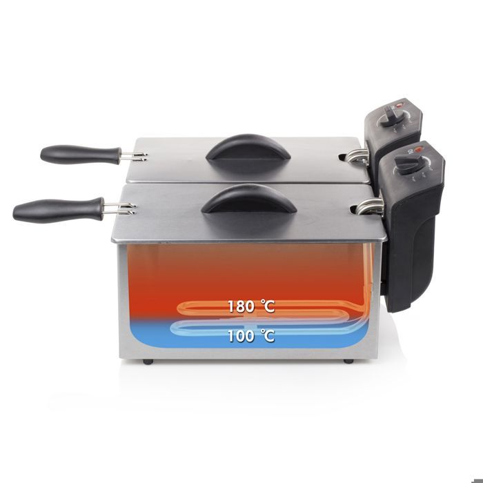 Friteuse double tristar fr-6937 - contenance 2 x 3l - thermostat double - zone froide