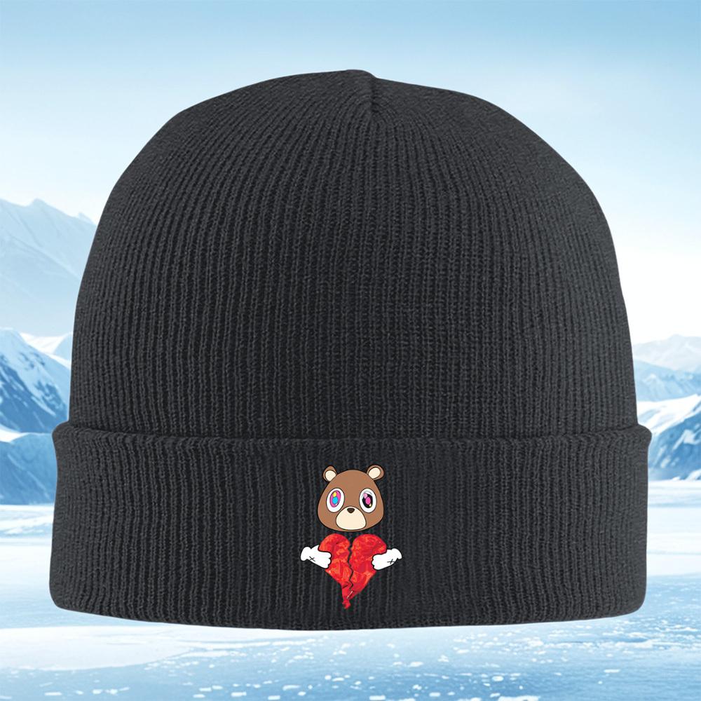 Bear holding broken heart Men Women Unisex Knitted Hat Beanie Pullover Cap Winter Thermal Warm Christmas Outdoor Cycling Hiking