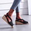 Fashion Women Sandals Summer Fashion Solid Color Espadrilles Casual Cross Belt Casual Wedge Sandal Fashion Outdoor Beach Ladies Shoes