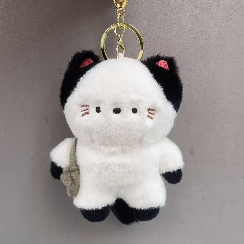 Delicate Travel Kitten Plush Cat Bag Pendant Bell Scarf Cat Plush Keyring Cute PP Cotton Plush Cat Doll Keychain Christmas Gift